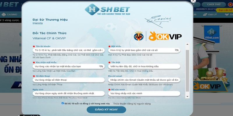 Hướng dẫn đăng ký trang cá cược bóng đá trực tuyến SHBET trên PC